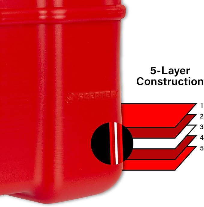 Scepter 9 Gallon Portable Marine Gas Can, Boat Fuel Tank, 2-Way Vented Cap, Built-In Fuel Gauge and Pick-Up, Handles, EPA & CARB Compliant, Rectangular, 22.9"L x 14.3"W x 11.5"H (08667)
