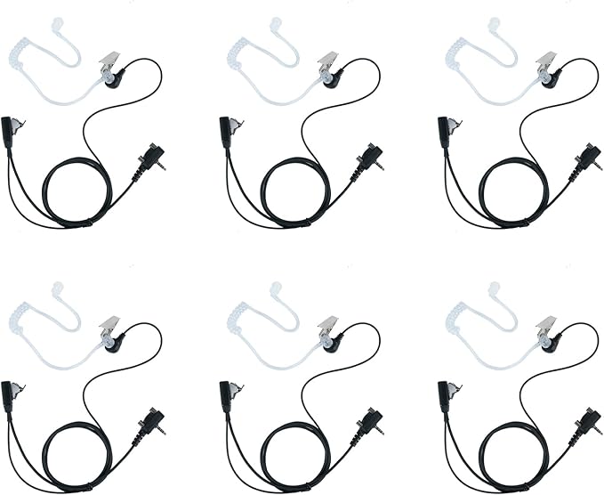 VX-261 Covert Acoustic Tube Earpiece Headset Compatible with Motorola Vertex Standard Radio EVX-261 VX-231 EVX-531 EVX-534 VX-180 VX-298 VX-350 VX-351 Radio Walkie Talkie with PTT Mic,6Packs