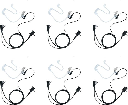 VX-261 Covert Acoustic Tube Earpiece Headset Compatible with Motorola Vertex Standard Radio EVX-261 VX-231 EVX-531 EVX-534 VX-180 VX-298 VX-350 VX-351 Radio Walkie Talkie with PTT Mic,6Packs
