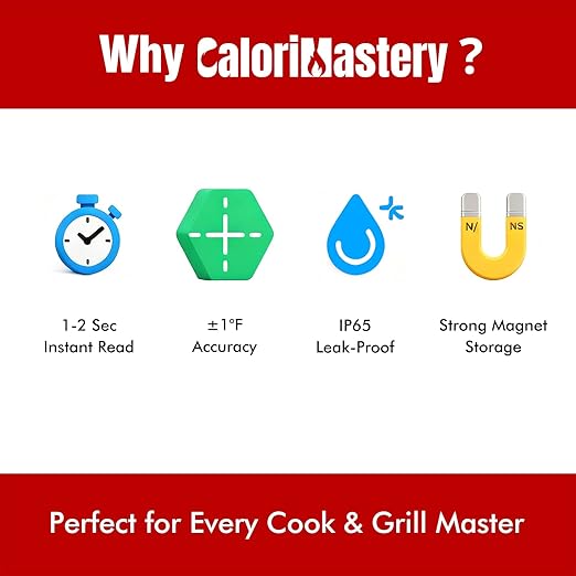 Meat Thermometer Digital with Backlight, Calibration & Hold Function, IP65 Waterproof Food Thermometer for Cooking, Outdoor Grilling, Candy Making