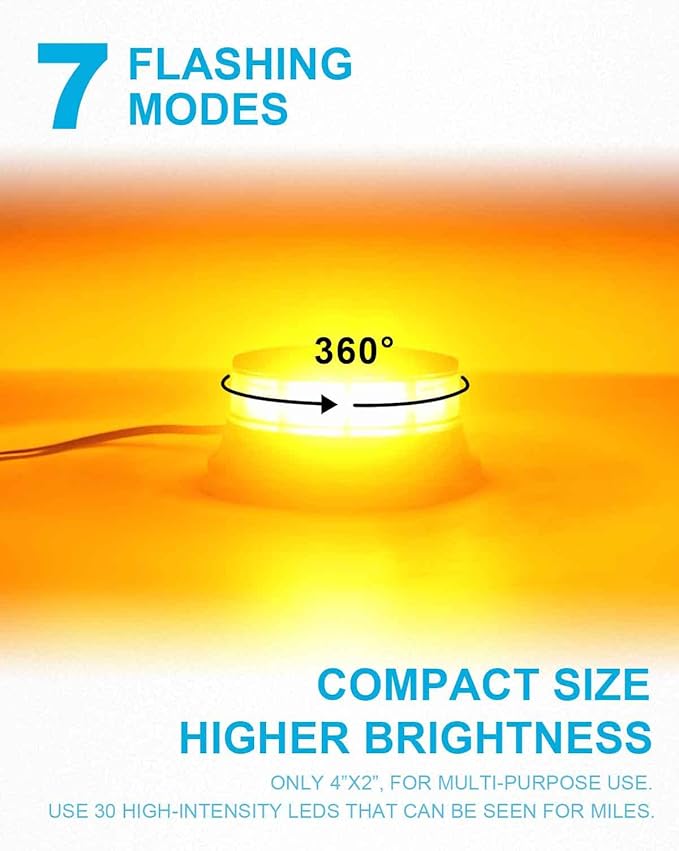Agrieyes Smoke Lens Beacon Light 4.2Inch, Amber Flashing Safety Warning Lights Permanent Mount, LED Emergency Strobe Lights for Vehicles,