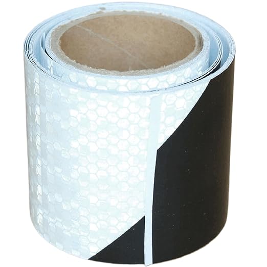Black White Reflective Tape Outdoor Waterproof 3 inch X 10 feet, High Visibility Hazard Conspicuity Safety Industrial Marking Tape