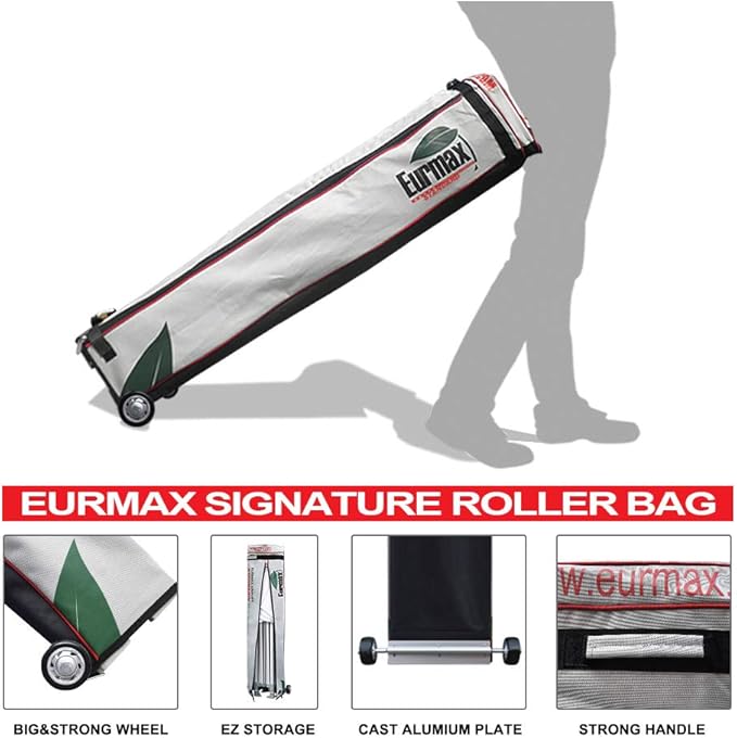 Eurmax USA 10'x15' Pop-up Canopy Tent Commercial Instant Canopies with 4 Removable Zipper End Side Walls and Roller Bag, Bonus 4 SandBags(Turquoise)