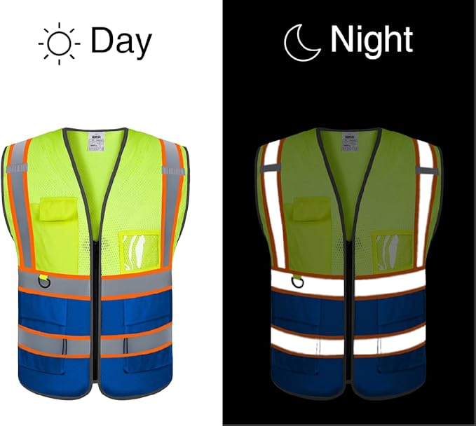 BeautyWill Custom Logo Safety Vest Class 2 High Visibility Reflective Vest for Men - Personalized Logo Team Vest