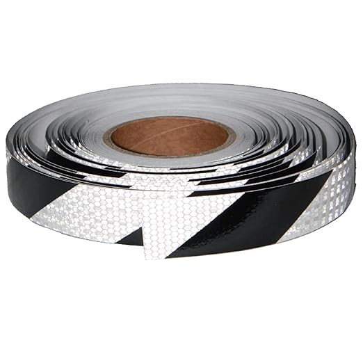 Black and White Reflective Tape 1 Inch x 168 Feet, Warning Conspicuity Reflector, Night Safety Sticker for Car Trailer