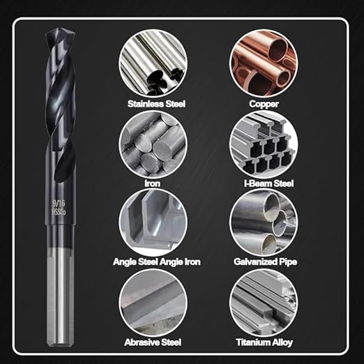 9/16 Cobalt Drill Bit for Metal and Hardened Steel, 1/2 Inch Reduced Shank M35 HSS Twist Heavy Duty Drill Bits, with Index Storage Case