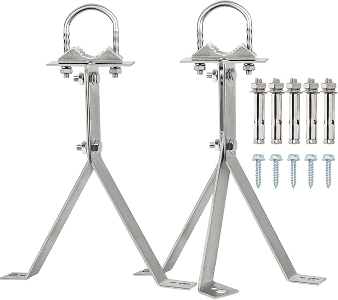 XRDS-RF Antenna Wall Mount 14 Inch Heavy-Duty Stand Off Wall Mast Mount Windproof Antenna Mounting Bracket for TV Antenna Mast (3-Leg + 2-Leg)
