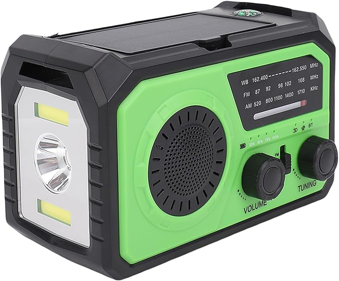 Solar Hand Crank Radio AM FM WB Emergency Radio with 16000mAh Power Bank SOS Flashlight Compass Reading Light for Outdoor Survival Camping Hiking