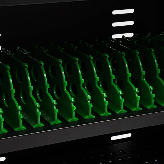 30 Slots Cell Phones Charging Station, Rechargeable Cellphone Locker Storage Charging Station, Mobile Charging Cart with Charging Ports, Wheels & Combination Lock (Black)
