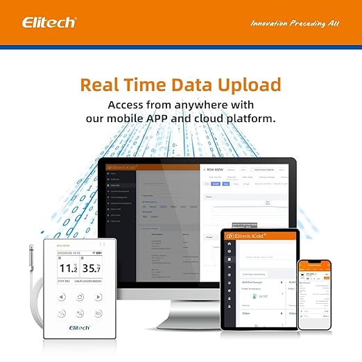 Elitech WiFi 5G/2.4G Digital Temperature Humidity Data Logger Remote Temperature Monitor Cloud Data Storage SMS/Email/APP/Web Alarm, External Temp&Humi Probe, 16.4ft, RCW-800W-THE-10PACK(-40~176℉)