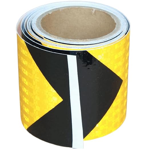 Reflective Tape Yellow Black 3 inch, Outdoor Waterproof Hazard Conspicuity Warning Industrial Marking Tape (11 feet)