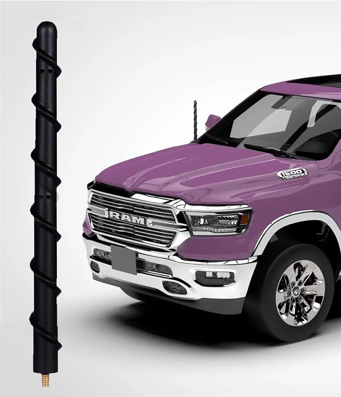 Short Antenna fits for Dodge Ram 1500 1990-2025 & Ford F150 1990-2025, 7 inches Spiril Rubber Antenna Replacement for Dodge RAM Radio Accessories Enhanced Reception