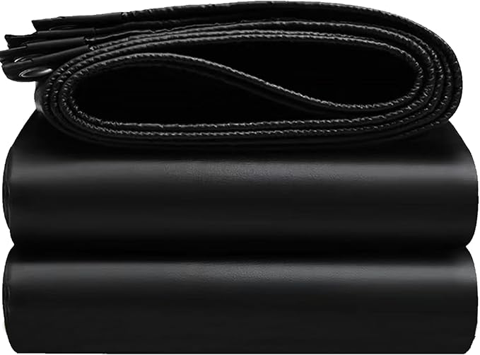 8x16FT Tarps Heavy Duty Waterproof, 16 Mil Large Heavy Duty Tarps with Grommets Reinforced Edges, UV Resistant, Tear&Fade Resistant, Black Covers for Camping Patio Roof Boat Outdoor