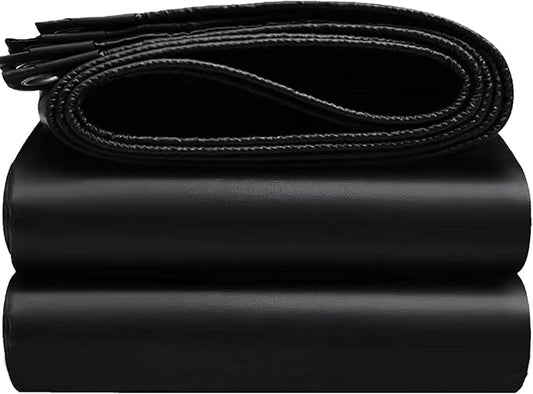 8x12FT Tarps Heavy Duty Waterproof,16 Mil Black Heavy Duty Tarps with Grommets Reinforced Edges, UV Resistant, Tear&Fade Resistant, Large Covers for Camping Patio Roof Boat Outdoor
