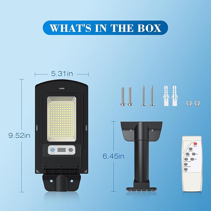 Solar Lights Outdoor, IP66 Waterproof Motion Sensor Powered Solar Street Light, 6500K Dusk to Dawn LED Flood Light with Remote Control, Commercial Area Lighting for Yard Parking Lot (4 Pack)