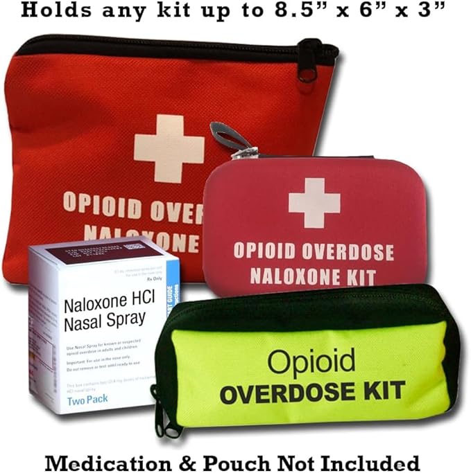 Overdose Emergency Kit Locking Cabinet & Sign Bundle - High Visibility, 22 Gauge Steel, Wall Mountable with Acrylic Window, Break Hammer & Lock/Key - Universal Capacity (Medication Not Included)
