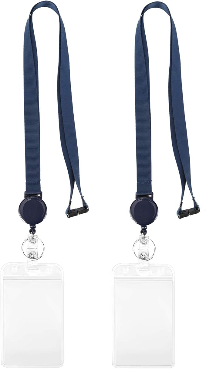 YOUOWO Retractable Badge Holder with Lanyard,Breakaway Safety Lanyards with id Badge Holders Vertical,Retractable id Badge with Clip,Punched Zipper Waterproof,Pack of 2