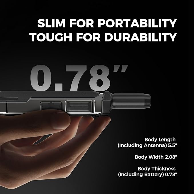 T6 Ultra-Slim Walkie Talkie with Unlimited Range Over 4G LTE, AES-256 Encrypted Two Way Radio, Noise Reduction, IP65, Type-C Charging, Lifetime Free Use