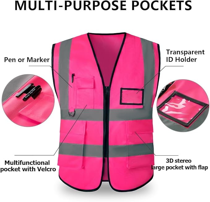 High Reflective Safety Vest for Men Women Breathable With Pocket Zipper for Build Oudoor Work Meet ANSI/ISEA Standard