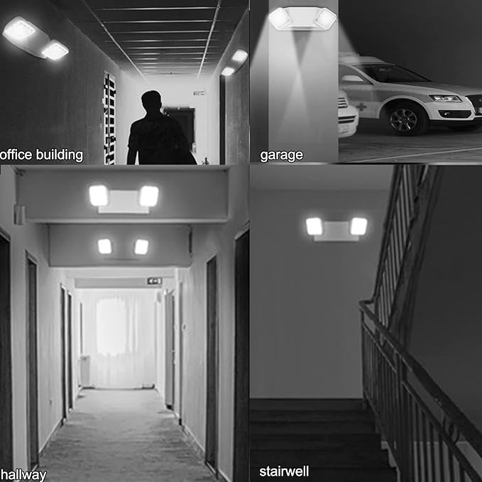 12 Pack Commercial LED Emergency Lights Fixture, Hardwired LED Emergency Light with Battery Backup Emergency Lights for Business, Two Adjustable Head Emergency Exit Sign Lighting, Wall Mount