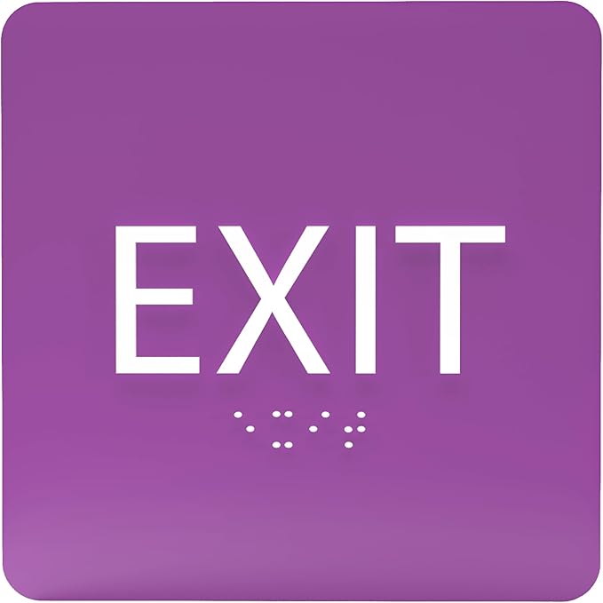 6" X6" Exit Sign - ADA Compliant Tactile Graphics Grade 2 Braille Text Acrylic Wall Signs - Emergency Rescue Safety Door Sign for Schools, Offices, Businesses, and Restaurants