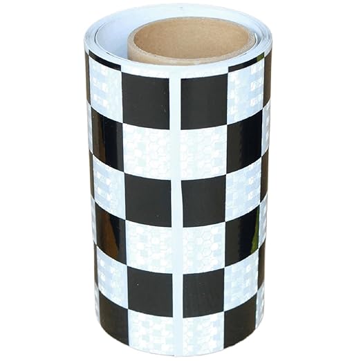 Black White Reflective Tape 6 inch Wide, Outdoor Waterproof Hazard Conspicuity Warning Industrial Marking Tape (11 feet)