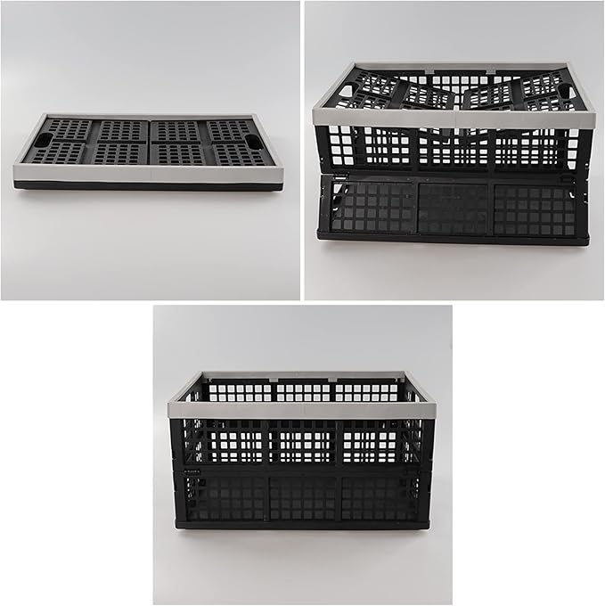 42 Liter Collapsible Storage Crates Plastic, Large Foldable Crates Set of 3
