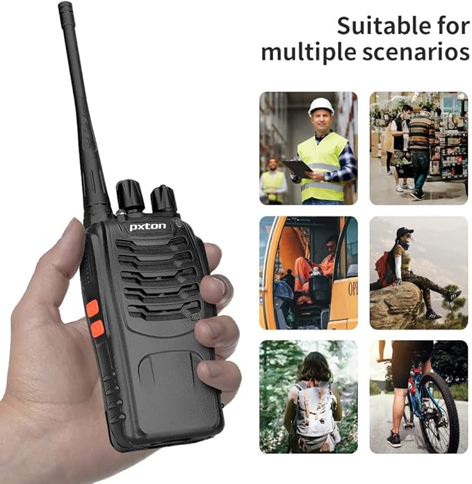 pxton PX-8S-01 walkie talkies for Adults with Upgraded Headset,Handheld Portable Two Way radios Long Range Include Rechargeable walkie Talkie Li-ion Battery and USB Charger（2 Pack）