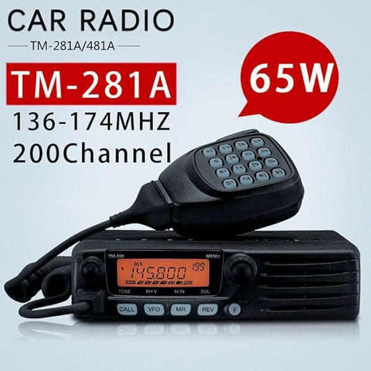 TM-281A 65W VHF Mobile Radio, 136-174MHz FM Transceiver for Car/Truck, 10-50KM Range, High Power Ham & Commercial Use, 200 Channels, PL-259 Antenna Connector
