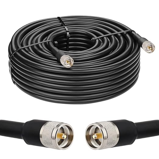KMR400 Coaxial Cable 150FT, PL259 CB Antenna Coax Cable Jumper UHF Cable Male to Male Connector Low Loss 50 Ohm for Ham Radio, VHF Radio, Antenna Analyzer, SWR Meter
