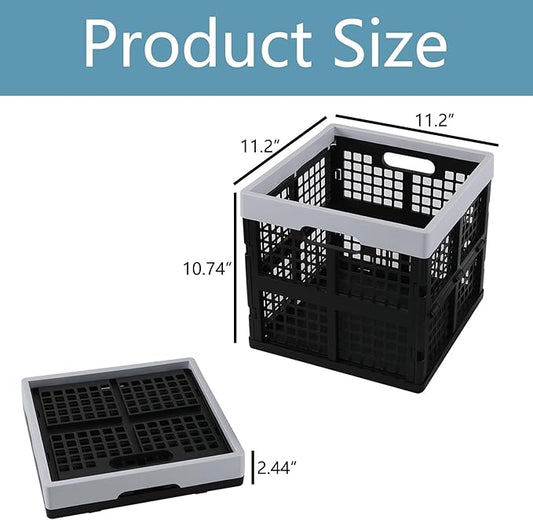 18 L Collapsible Storage Crate, 3 Pack Plastic Stackable Storage Milk Crates, Black, F