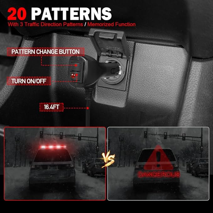 ASPL 31 inch Low Profile Rooftop Emergency Strobe Lights Bar Full Aluminum Flashing Safety Warning Traffic Advisor Lightbar Hazard Snow Plow Light for Trucks Tow Construction Vehicles (Red/White)