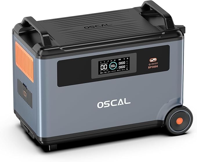 OSCAL PowerMax 6000 Extra Battery, 3600Wh LiFePO4 Expansion Pack for PowerMax 6000 Power Station, Additional Capacity for Home Backup, Solar Generator, Camping & Emergency