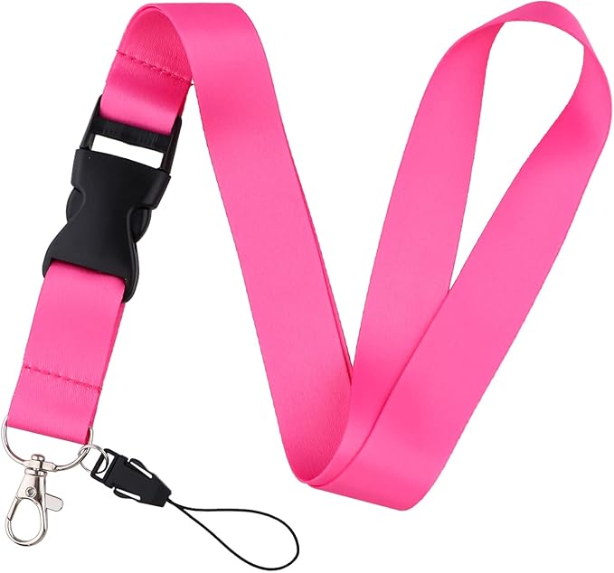 Pink Lanyards for Id Badges, Retractable and Breakaway with Work Card Holder, Detachable Lanyard with Keychain for Women Teacher Nurse