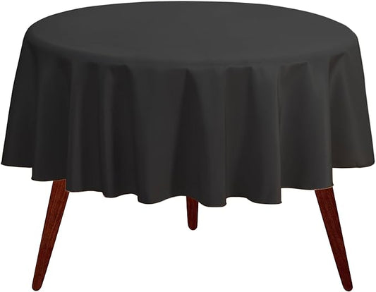 Gee Di Moda Round Tablecloth - 132 Inch Black Round Table Cloth for 72 to 96 Inch Round Tables - Heavy Duty Washable Fabric - for Buffet Table, Holiday Party, Dinner, Wedding & Baby Shower
