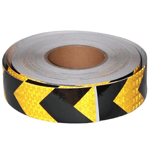 Reflective Tape Yellow Black 2 Inch x 168 Feet, Outdoor Waterproof Warning Reflector, Night Safety Stickers for Car Bicycles