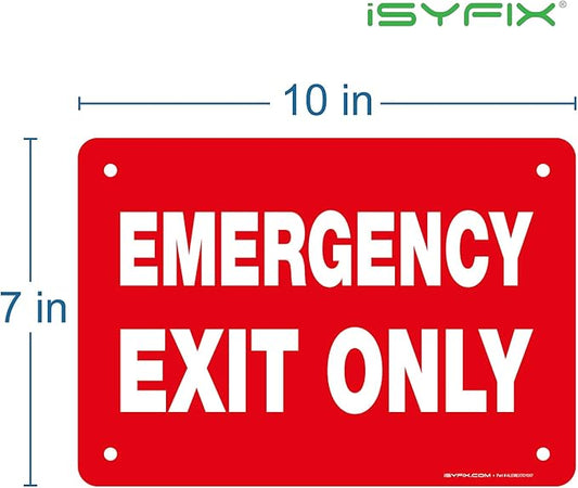 Emergency Exit Only Signs – 1 Pack 10x7 Inch – 100% Rust Free .040 Aluminum Signs, Laminated for Ultimate UV, Weather, Scratch, Water and Fade Resistance, Indoor and Outdoor
