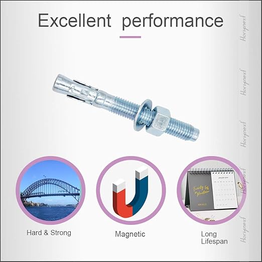 1/2" x 3-3/4" Wedge Anchor, for Cement and Concrete only, zinc-Plated Carbon Steel Screws and lag Bolts （ 10 pcs