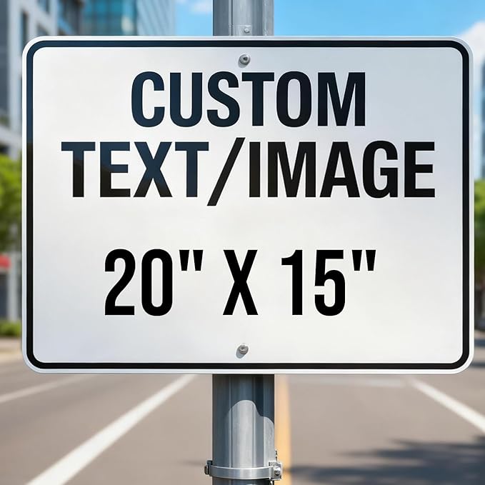 Custom Outdoor Metal Sign, 20x15 Inch Durable Rust-Free & Weatherproof Aluminum with Reflective Option. Ideal for Business Parking Lot, Farm Entrance, or Private Property. Single/Double Sided.