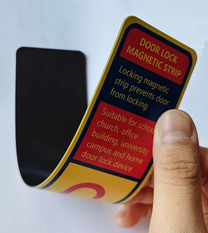6 Pack Magnetic Lockdown Strips for Iron Door Frames High-Density Magnet Security Devices for School and Office Effective and Easy Solution for Emergency Lockdowns (Yellow)