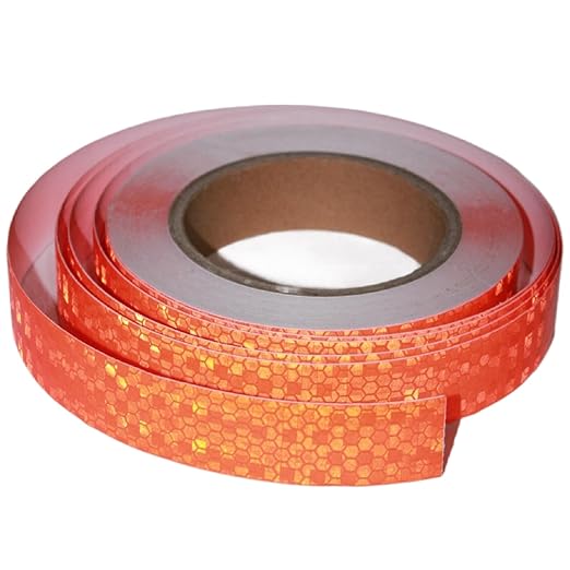 Industrial Reflective Tape Orange Outdoor Waterproof 1 inch Wide, High Visibility Safety Warning Reflector Sticker Strips (68 feet)