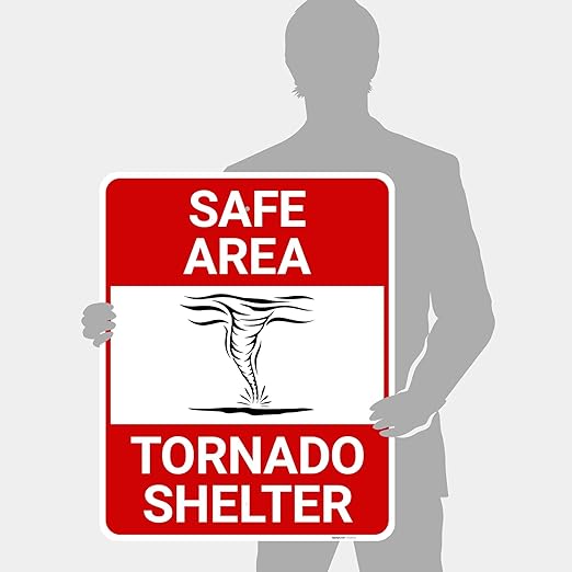 Safe Area Tornado Shelter Sign, 24x30 Inches, Rust Free .063 Aluminum, Fade Resistant, Made in USA by Sigo Signs