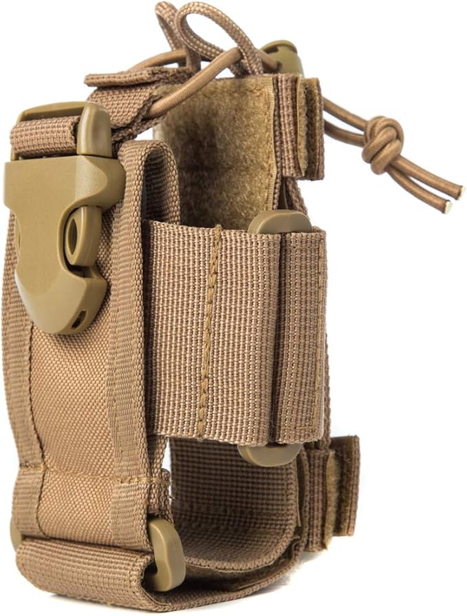 LUITON Tactical Molle Radio Pouch - Heavy Duty Holster Bag for Two-Way Walkie Talkies (Tan)