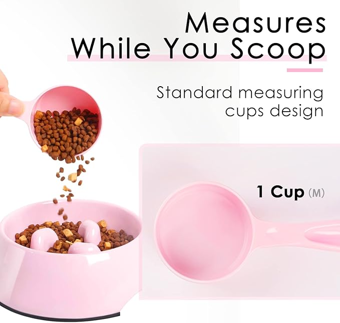 Super Design 1 Cup Dog Food Scoop for Container Melamine Measuring Scoop for Dogs Cats Birds and Rabbits Pet Food Feeding Scoop Dishwasher Safe - Baby Pink