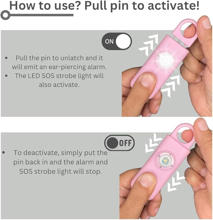 The Original Personal Safety Alarm for Women - Loud Siren, Strobe Light and Key Chain 2.0 Version (Pink)