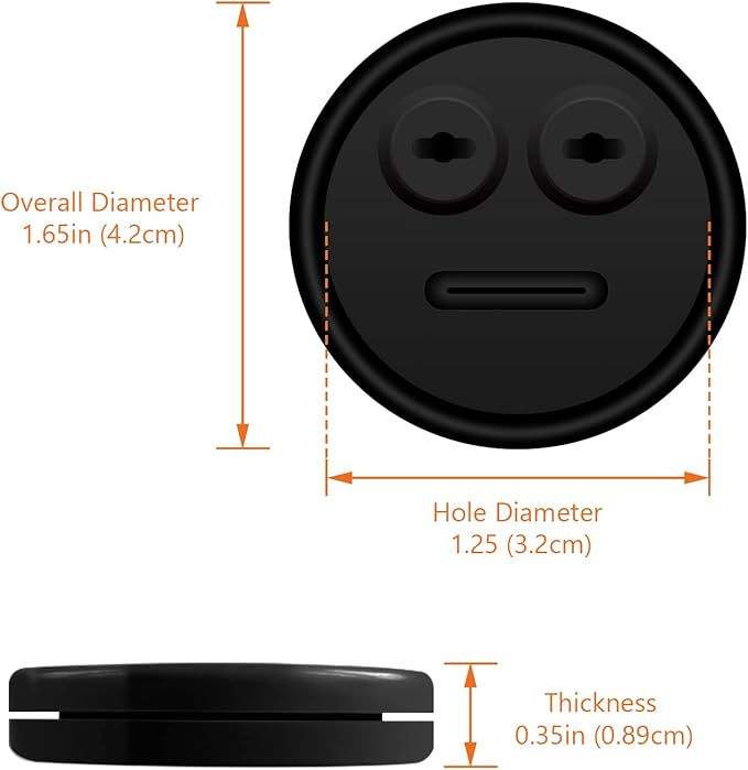 4-Pack Temp Probe Grommet for BBQ Grills, Replacement for Weber 85037 Smokey Mountain Accessories, and Other Smoker Grills Thermometer Probe Port (Black)