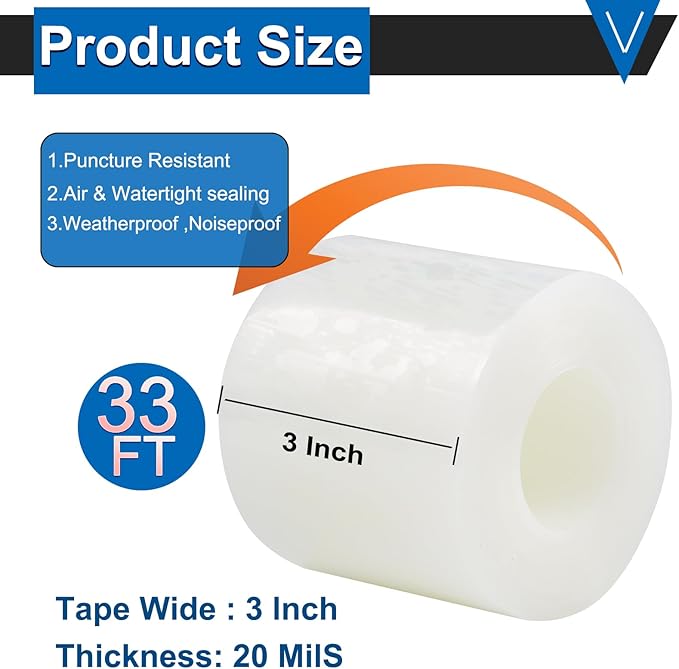 Window Insulation Tape for Winter Heavy Duty Weather Stripping Sealing Film Tape Draft Stopper 3 in x 105 Ft Keep Warm & Save Energy Easy Apply & Remove for Doors and Windows
