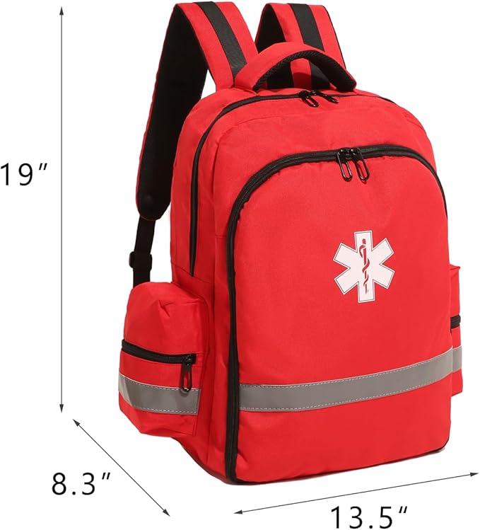 First Aid Backpack Bags for School Empty Medicine Bag for Trauma Medical Safety Backpack for Travelling Red Emergency Bag for Nurse, Paramedic, EMT