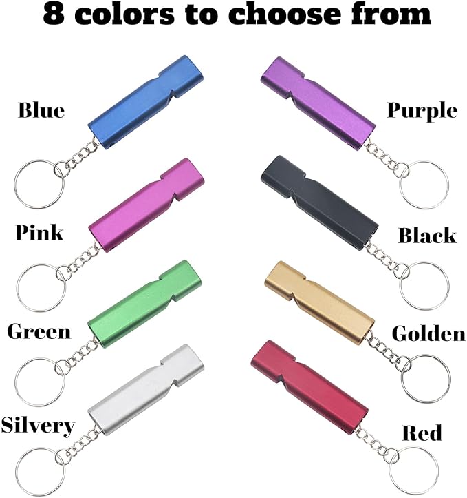 LYLBFOF Personalized Emergency Survival Whistle 3/5/10/50/100 Bulk Custom Aluminum Safety Whistle with Keychain Engraved Any Text/Logo, Gifts for Outdoor Sports Camping Hiking Boating Hunting