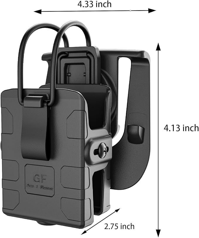 GUN & FLOWER Black Universal Radio Holster Compatible with Motorola APX6000, XTS5000, Kenwood TK-2000, Hytera丨Adjustable Paddle for Two-Way Walkie Talkies丨Hard Shell Protection